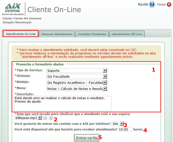 Atendimento - Cliente On-line - Wiki AIX
